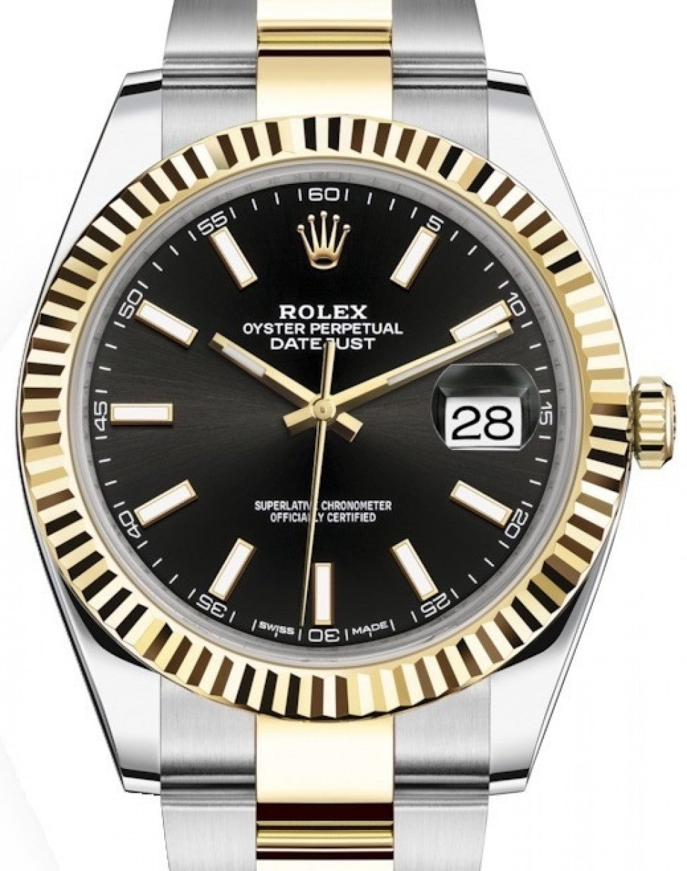 ROLEX DATEJUST 41MM TWO TONE OYSTER PERPETUAL BLACK DIAL