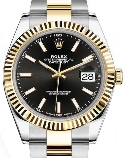 ROLEX DATEJUST 41MM TWO TONE OYSTER PERPETUAL BLACK DIAL