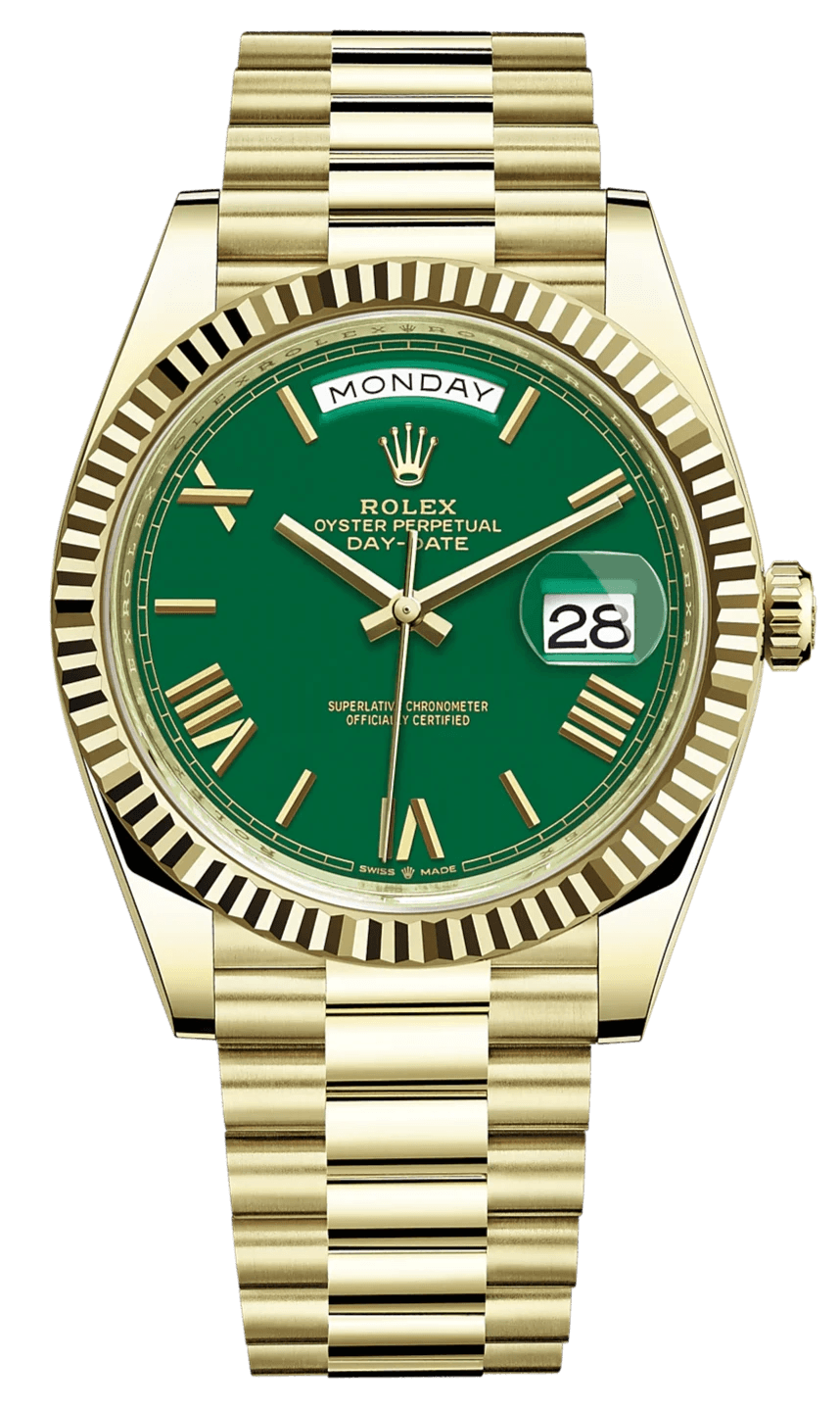 Rolex Day-Date 40 Yellow Gold Green Roman Dial 228238