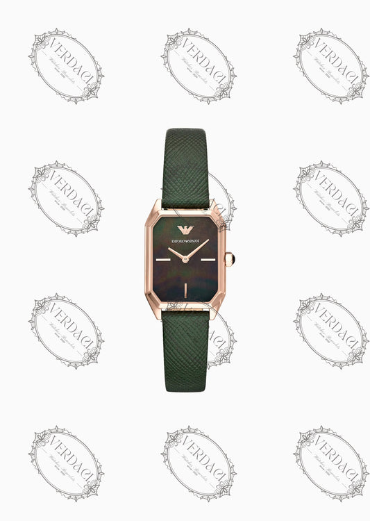 MONTRE FEMME EMPORIO ARMANI À DEUX AIGUILLES EN CUIR VERT - AR11149